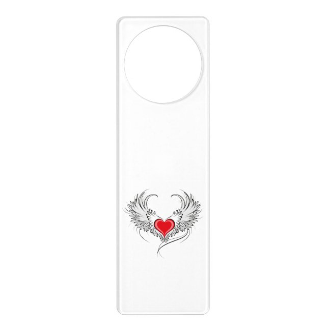 Red Angel Heart with wings Door Hanger (Front)