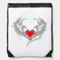 Red Angel Heart with wings