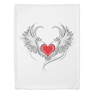 Red Angel Heart with wings Duvet Cover