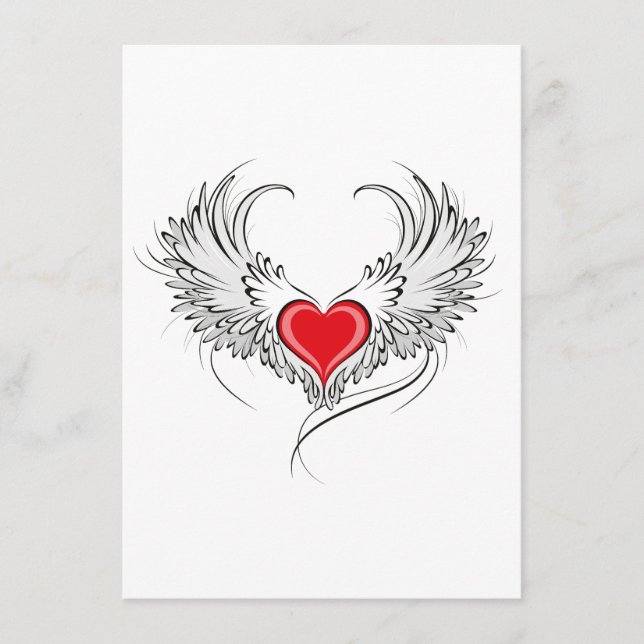 Red Angel Heart with wings Enclosure Card (Front)