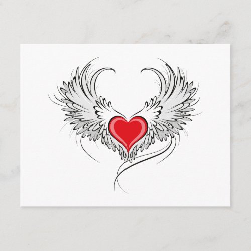 Red Angel Heart with wings Enclosure Card