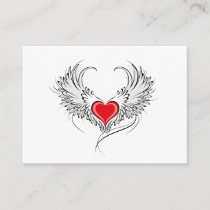 Red Angel Heart with wings Enclosure Card