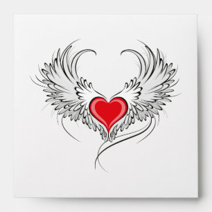 Red Angel Heart with wings Envelope
