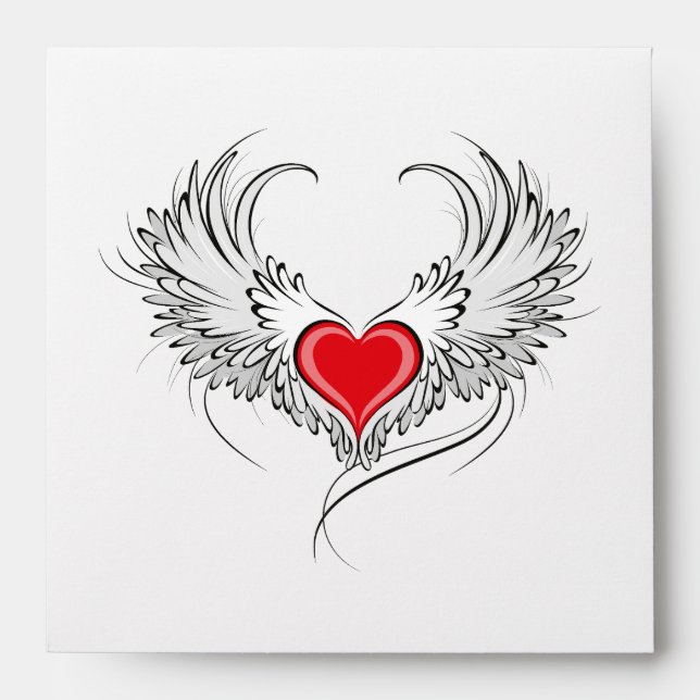 Red Angel Heart with wings Envelope (Front)