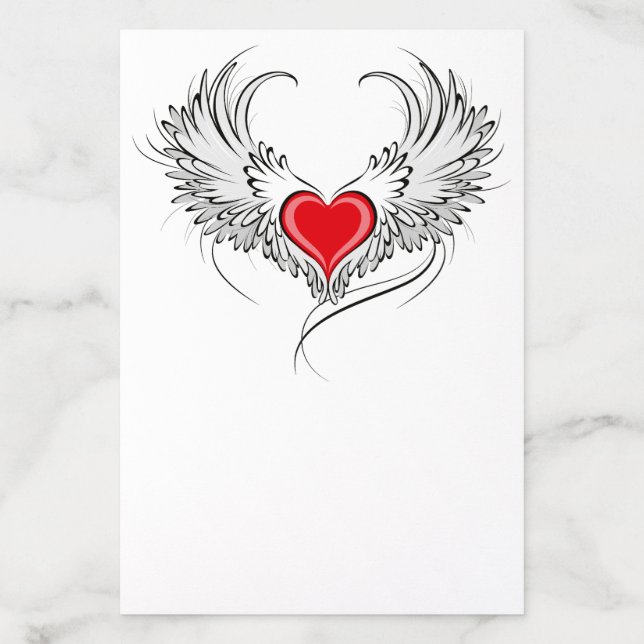Red Angel Heart with wings Envelope Liner (Design)