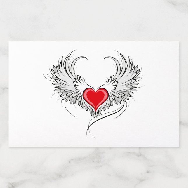 Red Angel Heart with wings Envelope Liner (Design)