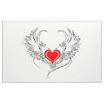 Red Angel Heart with wings Fabric