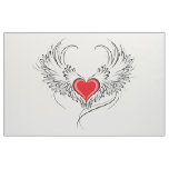 Red Angel Heart with wings Fabric