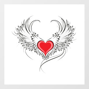 Red Angel Heart with wings Floor Decals