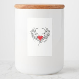 Red Angel Heart with wings Food Label