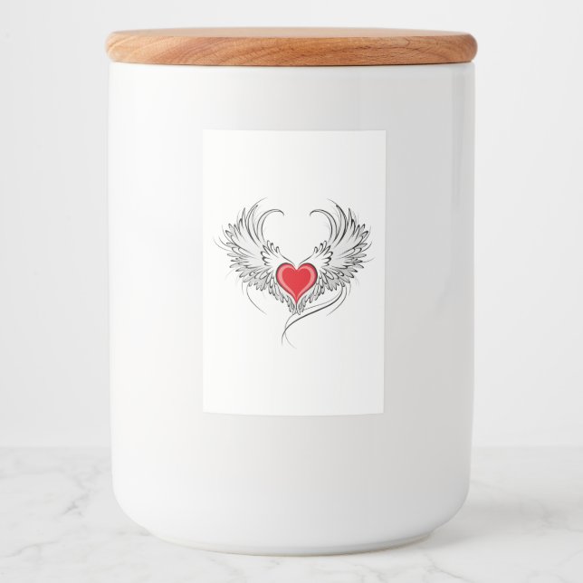 Red Angel Heart with wings Food Label (Front)