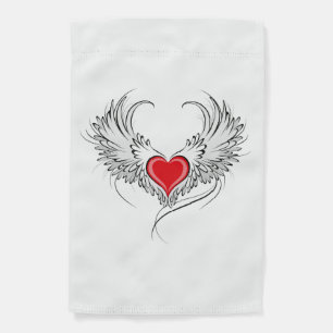 Red Angel Heart with wings Garden Flag