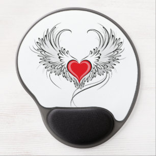 Red Angel Heart with wings Gel Mouse Pad