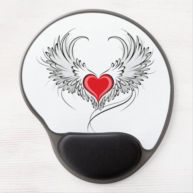 Red Angel Heart with wings Gel Mouse Pad (Front)