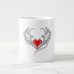Red Angel Heart with wings Giant Coffee Mug