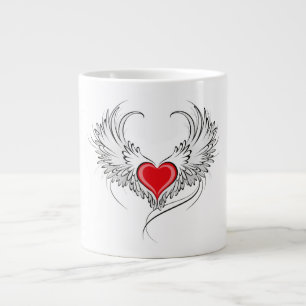 Red Angel Heart with wings Giant Coffee Mug