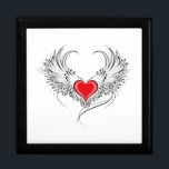 Red Angel Heart with wings Gift Box<br><div class="desc">Artistically painted red heart with angel wings gray,  decorated with black smooth contour.</div>