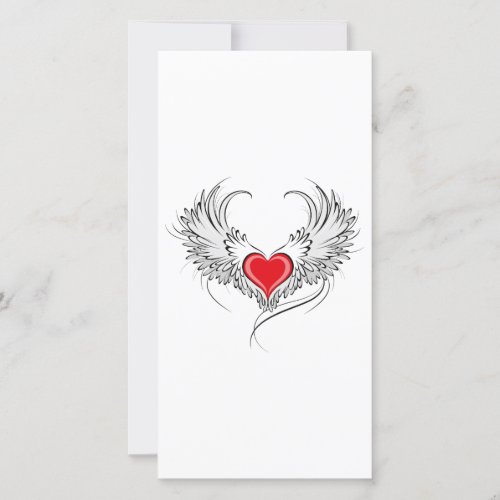 Red Angel Heart with wings Holiday Card