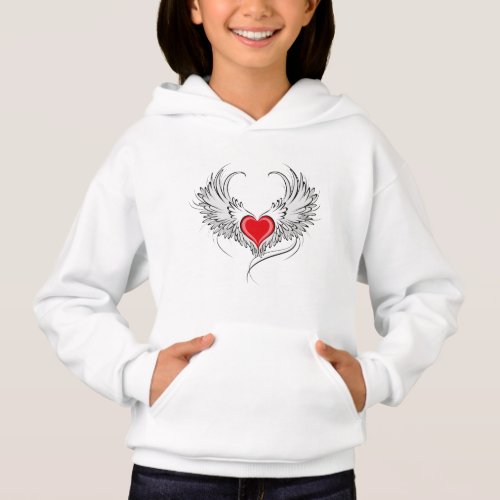 Red Angel Heart with wings Hoodie