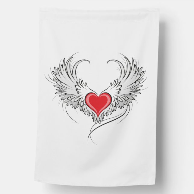 Red Angel Heart with wings House Flag (Front)