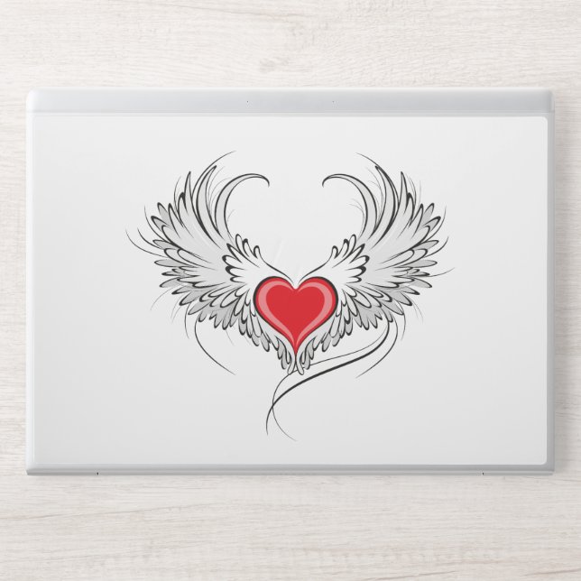 Red Angel Heart with wings HP Laptop Skin (Front)