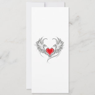 Red Angel Heart with wings Invitation