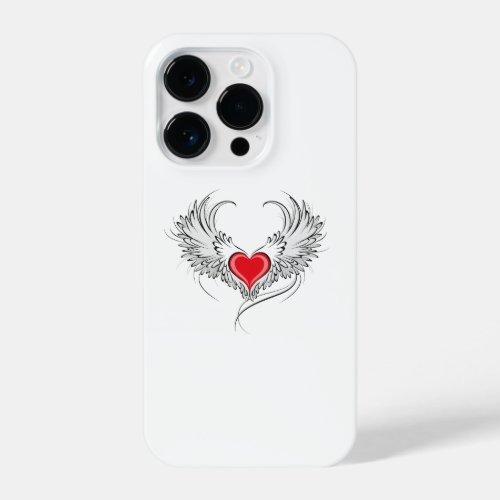 Red Angel Heart with wings iPhone 14 Pro Case