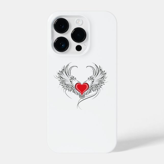 Red Angel Heart with wings iPhone Case (Back)