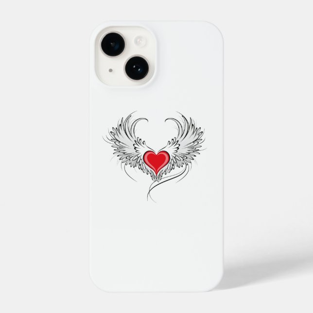 Red Angel Heart with wings iPhone Case (Back)