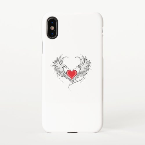 Red Angel Heart with wings iPhone X Case