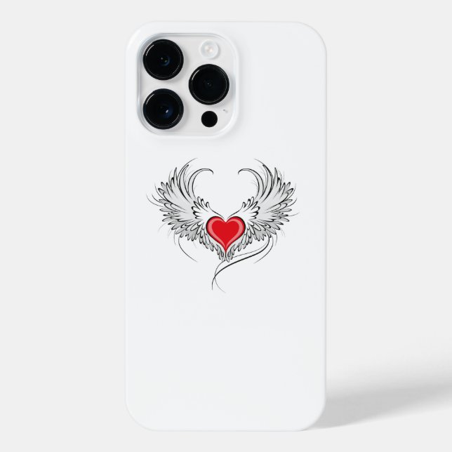 Red Angel Heart with wings iPhone Case (Back)