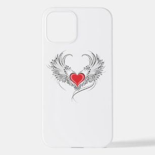 Red Angel Heart with wings iPhone 12 Case