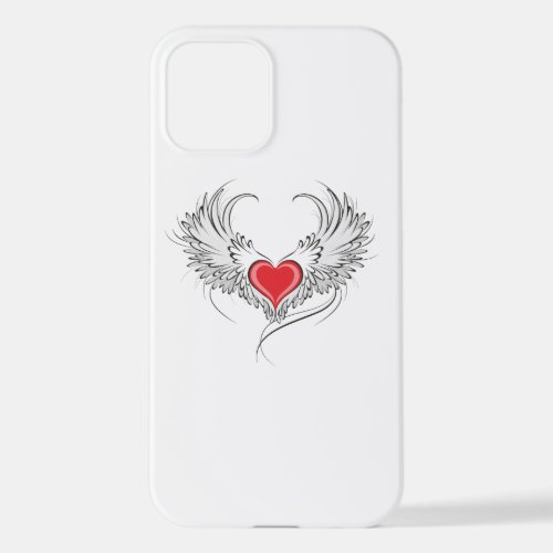 Red Angel Heart with wings iPhone 12 Case