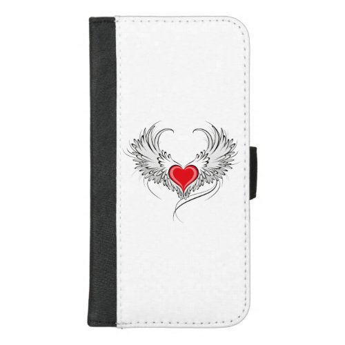 Red Angel Heart with wings iPhone 87 Plus Wallet Case