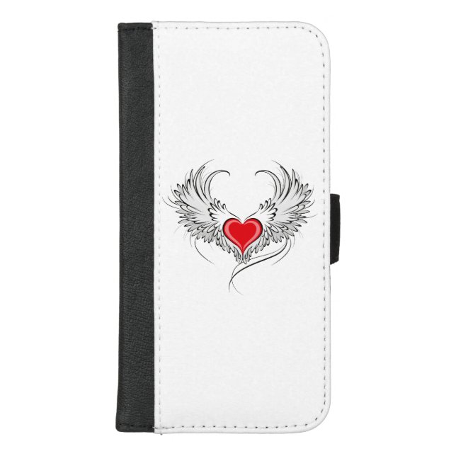 Red Angel Heart with wings iPhone Wallet Case (Front)