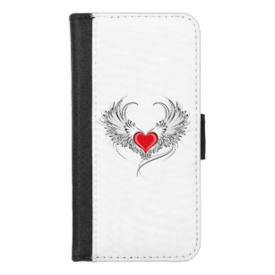 Red Angel Heart with wings iPhone 8/7 Wallet Case