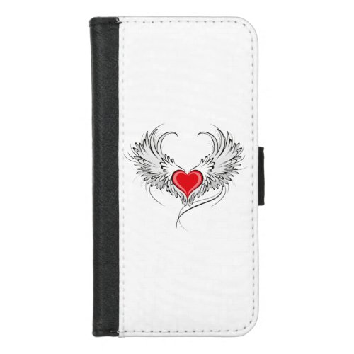 Red Angel Heart with wings iPhone 87 Wallet Case