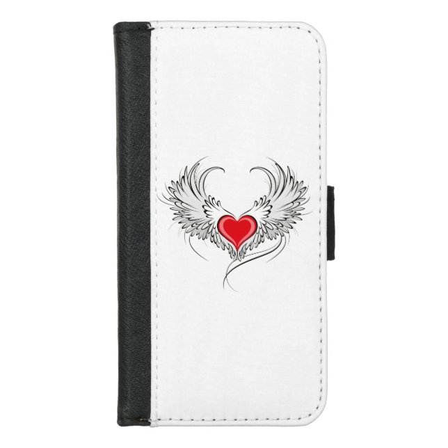 Red Angel Heart with wings iPhone Wallet Case (Front)