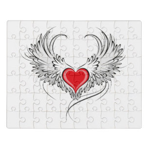 Red Angel Heart with wings Jigsaw Puzzle