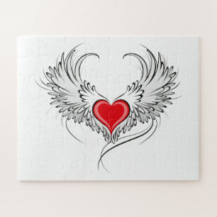 Red Angel Heart with wings Jigsaw Puzzle