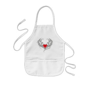 Red Angel Heart with wings Kids' Apron