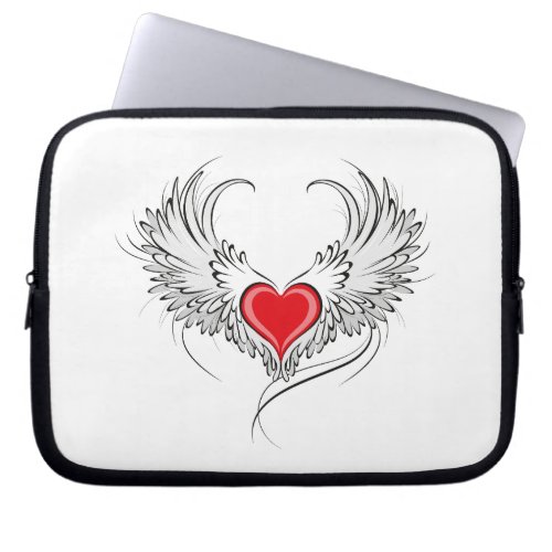 Red Angel Heart with wings Laptop Sleeve