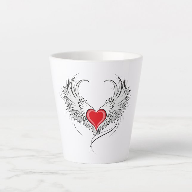 Red Angel Heart with wings Latte Mug (Front)
