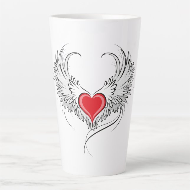 Red Angel Heart with wings Latte Mug (Front)