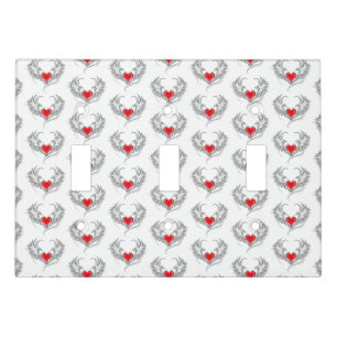 Red Angel Heart with wings Light Switch Cover