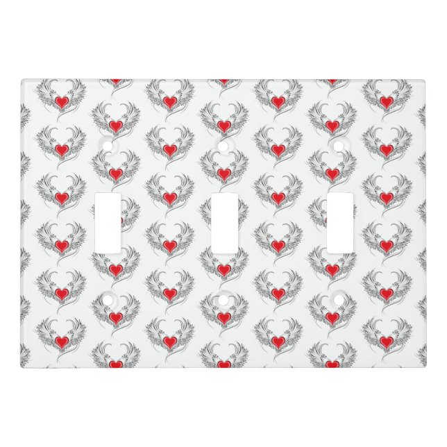 Red Angel Heart with wings Light Switch Cover (Front)