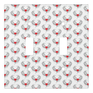 Red Angel Heart with wings Light Switch Cover