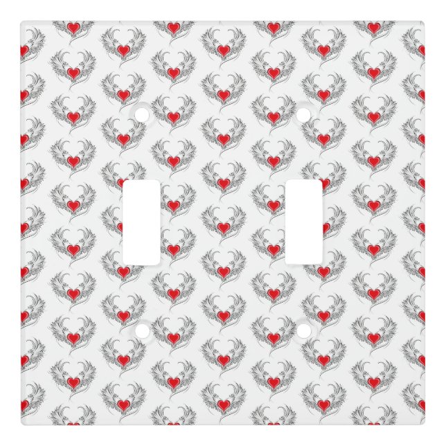 Red Angel Heart with wings Light Switch Cover (Front)