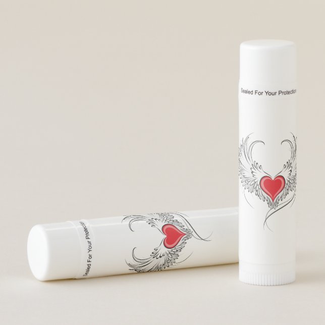 Red Angel Heart with wings Lip Balm (Front)