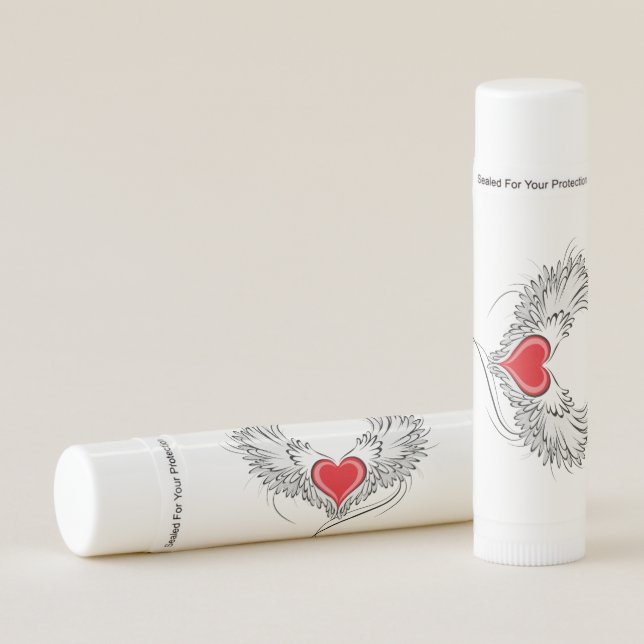 Red Angel Heart with wings Lip Balm (Front)
